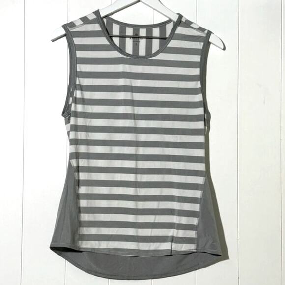 ATHLETA Chi Muscle Athletic Striped Gray/White Women'sTank Size Small - Picture 1 of 8